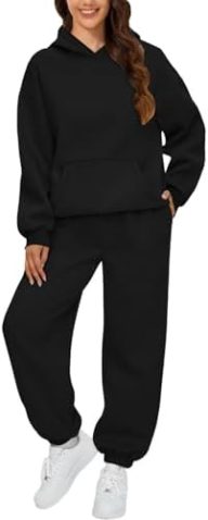 Womens 2 Piece Outfits Lounge Hoodie Sweatsuit Sets Oversized Sweatshirt Baggy Fall Y2K Sweatsuit Set with Pockets