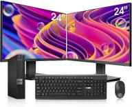 Dell Mini PC OptiPlex 7040 Desktop Computers with Dual 24 inch KOORUI Monitor,Micro PC, Intel i7-6700T 16GB Ram 1TB M.2 NVMe SSD,AX210 Built-in WiFi 6e & Bluetooth 5.2, HDMI, Windows 10 Pro (Renewed)
