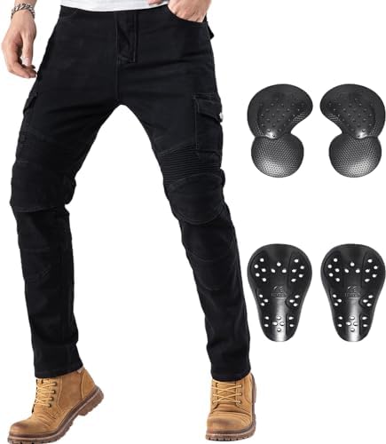 CTBQiTom Motorcycle Pants for Men Motocross Riding Pants Motorbike Riding Denim Jeans Adventure Trousers with CE Armor