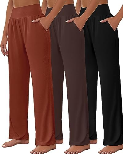 Neer 3 Pcs Women’s Wide Leg Yoga Pant Comfy Loose Sweatpants High Waist Lounge Casual Athletic Pant Workout Joggers Pant