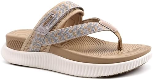 KuaiLu Womens Flip Flops With Arch Support Adjustable Thick Athletic Cushion Recovery Walking Sandals For Woman Ladies Fashion Comfortable Flip-Flop Slides, Water Resistant & Lightweight