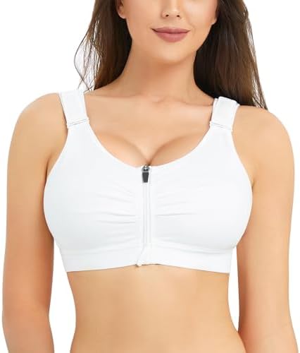 BRABIC Zip Front Closure Everyday Bra for Women Post Surgery Compression Support with Adjustable Straps Wirefree