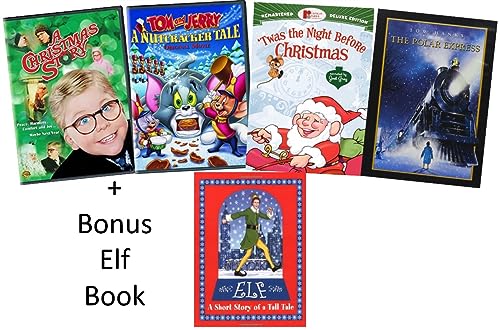 4-Film Kids Holiday Movie Collection: The Polar Express (Widescreen Edition)/ Tom & Jerry: A Nutcracker Tale / Twas the Night Before Christmas/ A Christmas Story [DVD] + Bonus: Elf a Short Story Tale Hardcover Book