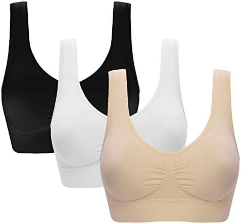 Vermilion Bird Women’s 3 Pack Seamless Comfortable Sports Bra with Removable Pads