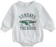 Karuedoo Baby Boy Girl Game Day Football Outfit Sundays Are for the Birds Sweatshirt Romper Oversized Bubble Romper Bodysuit