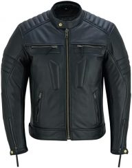 Men’s Motorbike Premium Quality Leather Jacket Distress Zip Up Motorcycle Protection