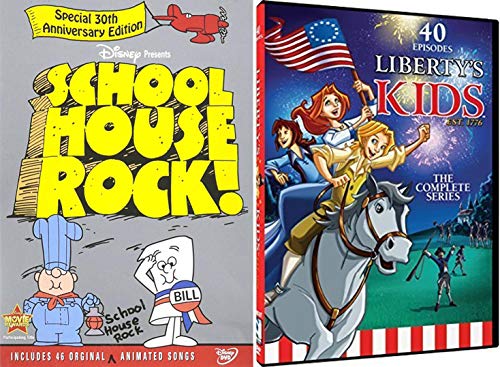 Complete Series American Animated Liberty Kids DVD & School House Rock Math / Grammar / Election / History Knowledge is Power Pack Educational Cartoons Edition Learning Study 1776
