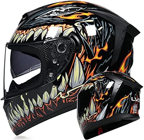 Full Face Motorcycle Helmet DOT Approved Motorbike Moped Street Bike Racing Crash Helmet, Men and Women